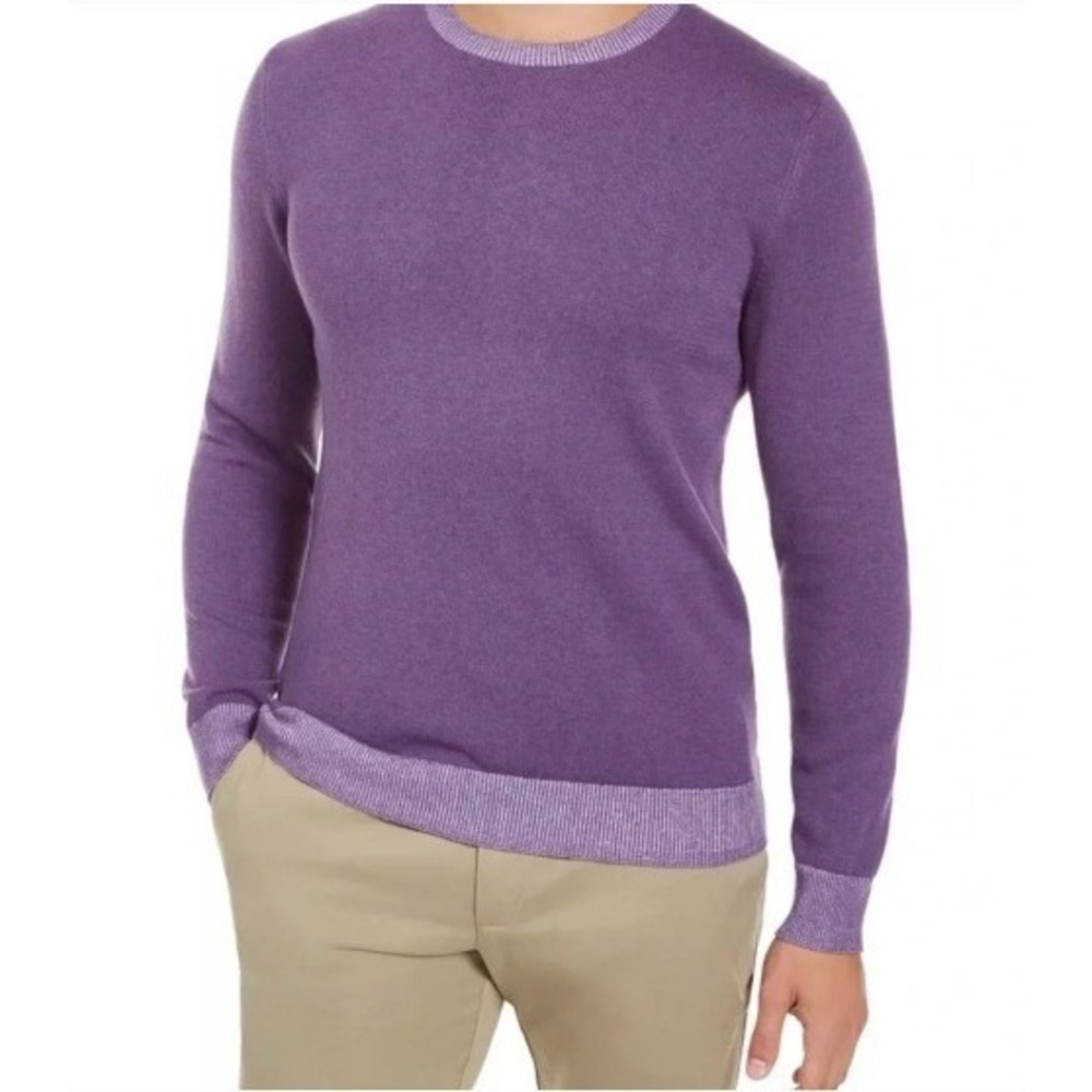 Tasso Elba Crewneck Pullover Sweater Mens XXL Purple Cotton Blend Knit Cozy NWT